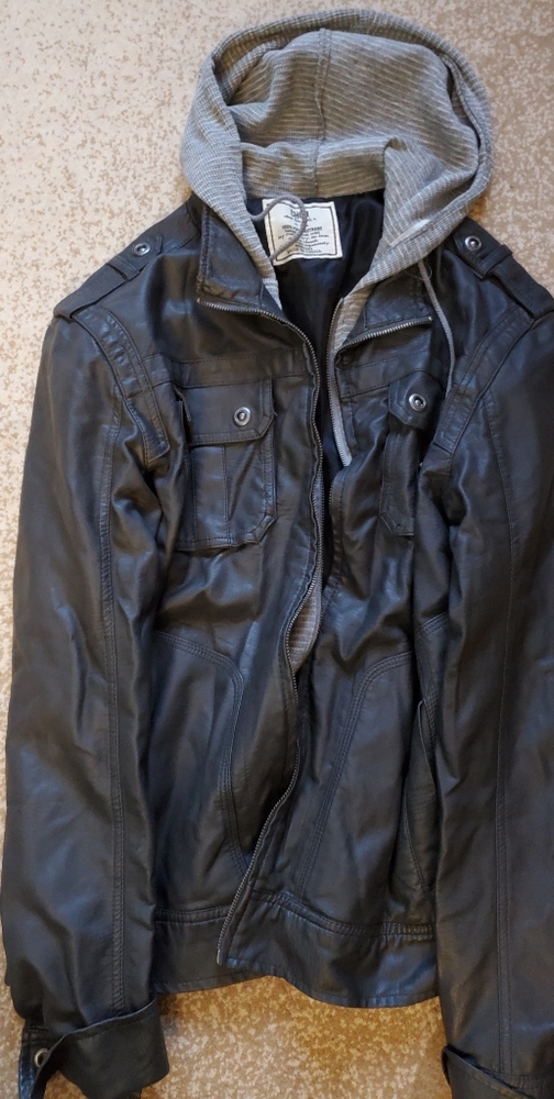 Chor unisex faux leather jacket with hood